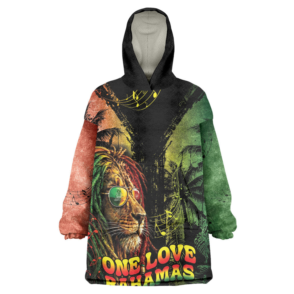 One Love Bahamas Kid Wearable Blanket Hoodie Rastafarian Lion Reggae Grunge Style