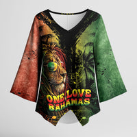 One Love Bahamas Kimono Sleeve Blouse Rastafarian Lion Reggae Grunge Style