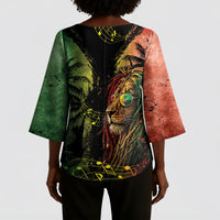 One Love Bahamas Kimono Sleeve Blouse Rastafarian Lion Reggae Grunge Style