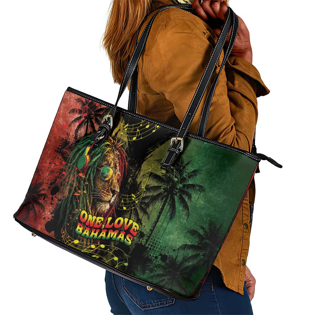 One Love Bahamas Leather Tote Bag Rastafarian Lion Reggae Grunge Style