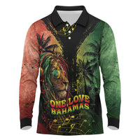 One Love Bahamas Long Sleeve Polo Shirt Rastafarian Lion Reggae Grunge Style