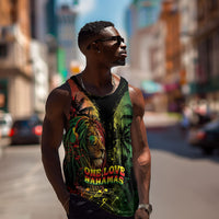 One Love Bahamas Men Tank Top Rastafarian Lion Reggae Grunge Style