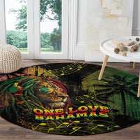 One Love Bahamas Round Carpet Rastafarian Lion Reggae Grunge Style