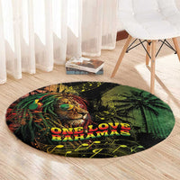One Love Bahamas Round Carpet Rastafarian Lion Reggae Grunge Style