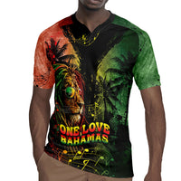 One Love Bahamas Rugby Jersey Rastafarian Lion Reggae Grunge Style