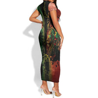 One Love Bahamas Short Sleeve Bodycon Dress Rastafarian Lion Reggae Grunge Style