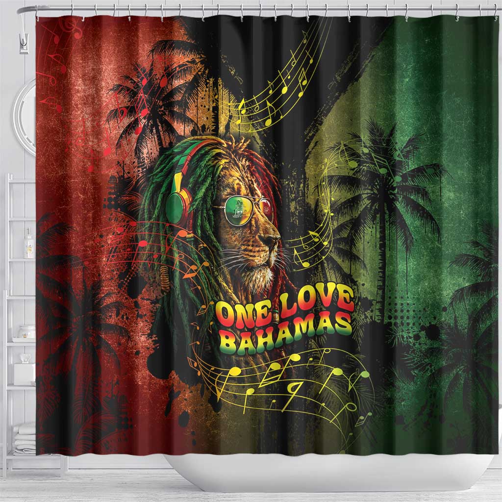 One Love Bahamas Shower Curtain Rastafarian Lion Reggae Grunge Style