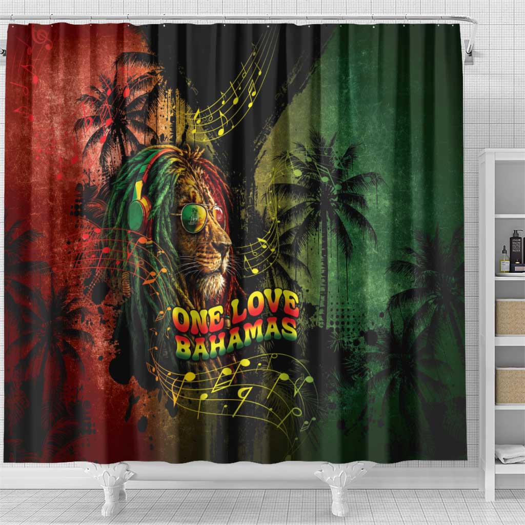 One Love Bahamas Shower Curtain Rastafarian Lion Reggae Grunge Style