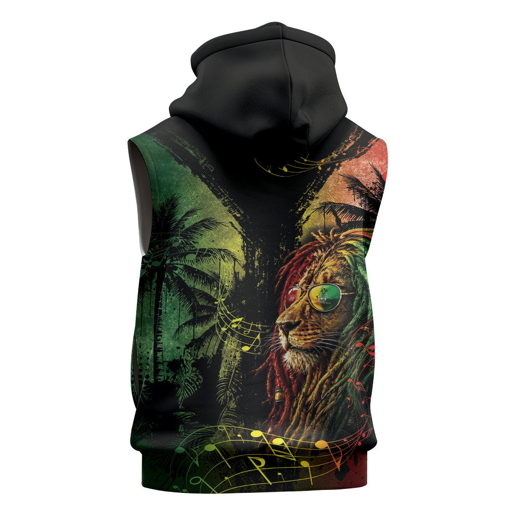 One Love Bahamas Sleeveless Zip Hoodie Rastafarian Lion Reggae Grunge Style