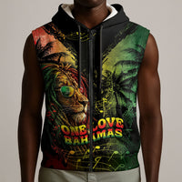 One Love Bahamas Sleeveless Zip Hoodie Rastafarian Lion Reggae Grunge Style