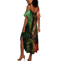 One Love Bahamas Summer Maxi Dress Rastafarian Lion Reggae Grunge Style