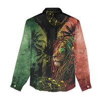 One Love Bahamas Women Casual Shirt Rastafarian Lion Reggae Grunge Style