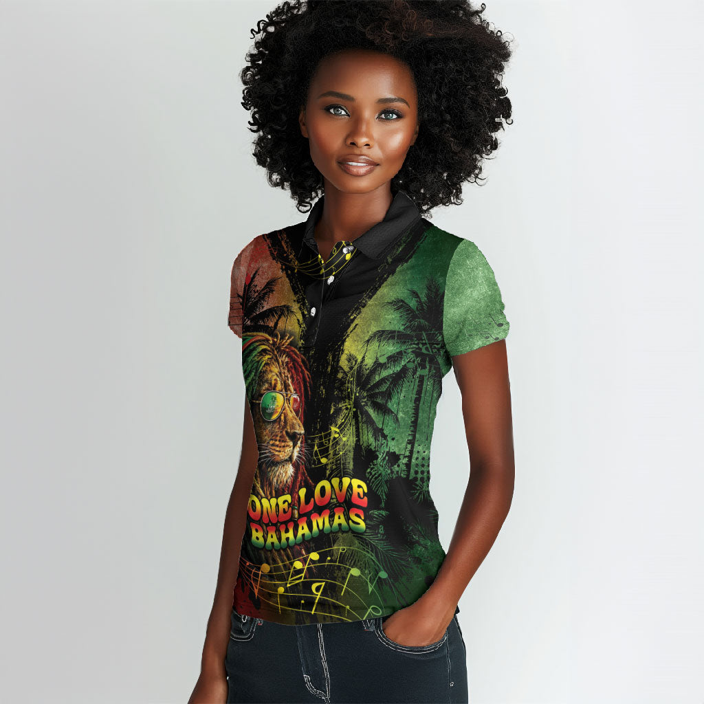 One Love Bahamas Women Polo Shirt Rastafarian Lion Reggae Grunge Style