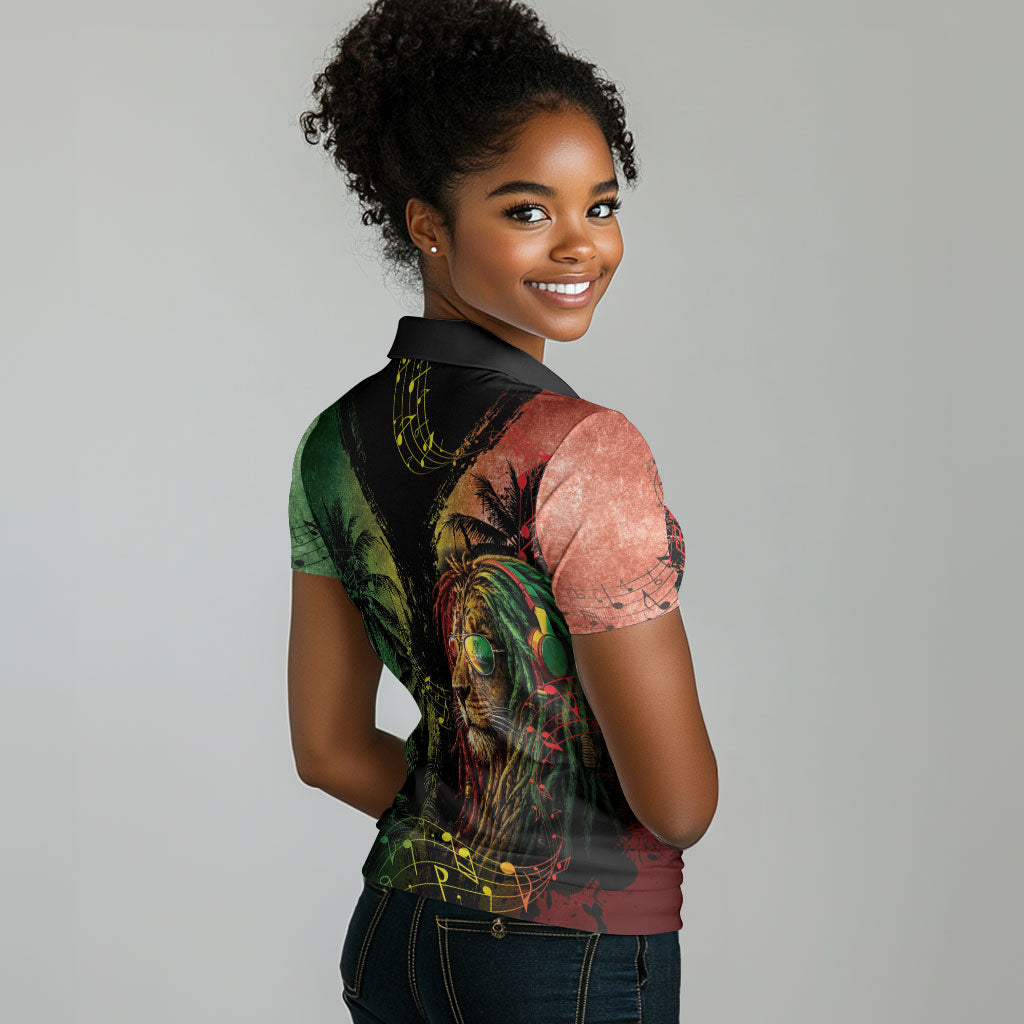 One Love Bahamas Women Polo Shirt Rastafarian Lion Reggae Grunge Style