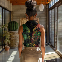 One Love Bahamas Women Sleeveless Polo Shirt Rastafarian Lion Reggae Grunge Style