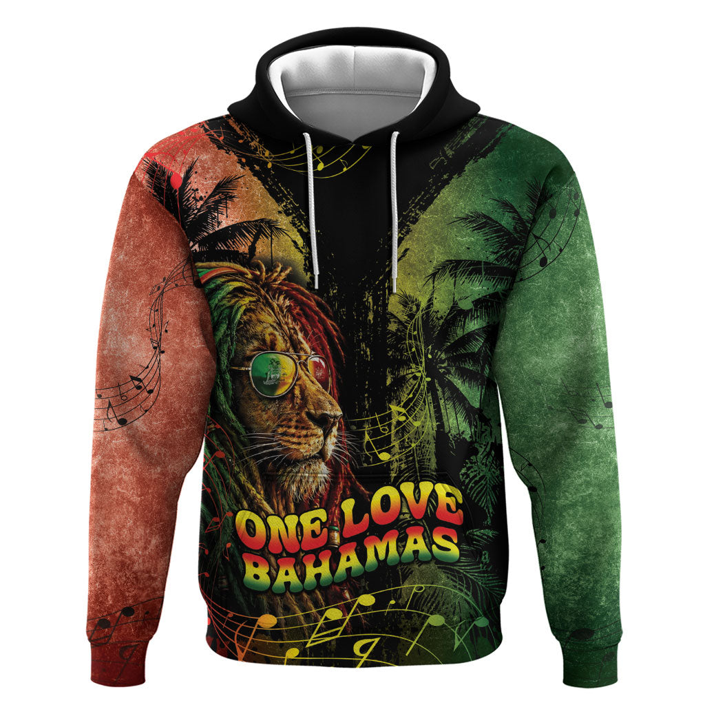 One Love Bahamas Zip Hoodie Rastafarian Lion Reggae Grunge Style