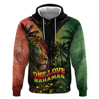 One Love Bahamas Zip Hoodie Rastafarian Lion Reggae Grunge Style