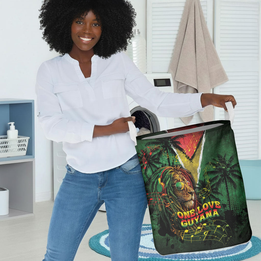 One Love Guyana Laundry Basket Rastafarian Lion Reggae Grunge Style