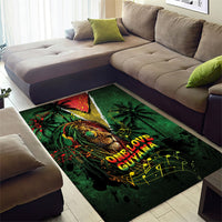 One Love Guyana Area Rug Rastafarian Lion Reggae Grunge Style