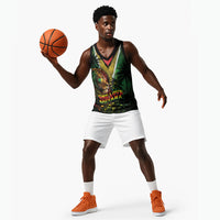 One Love Guyana Basketball Jersey Rastafarian Lion Reggae Grunge Style