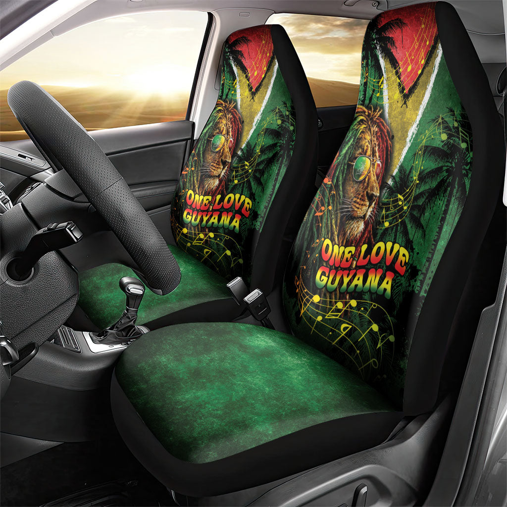 One Love Guyana Car Seat Cover Rastafarian Lion Reggae Grunge Style