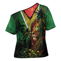 One Love Guyana Cross Shoulder Shirt Rastafarian Lion Reggae Grunge Style