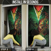 One Love Guyana Door Cover Rastafarian Lion Reggae Grunge Style