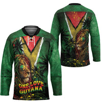 One Love Guyana Hockey Jersey Rastafarian Lion Reggae Grunge Style