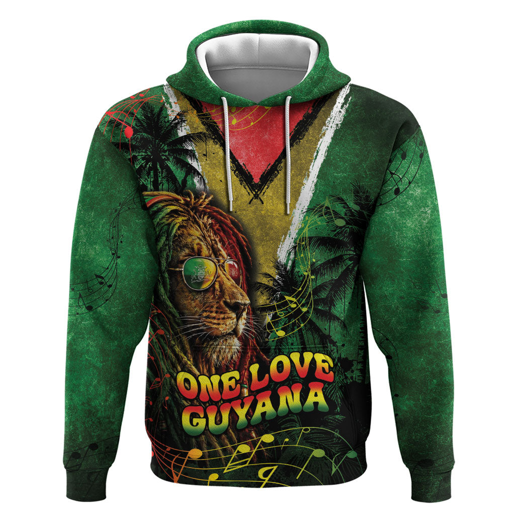 One Love Guyana Hoodie Rastafarian Lion Reggae Grunge Style