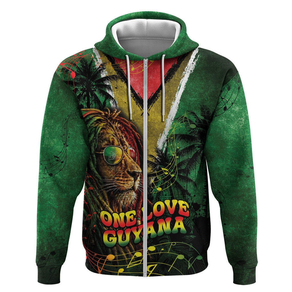 One Love Guyana Hoodie Rastafarian Lion Reggae Grunge Style