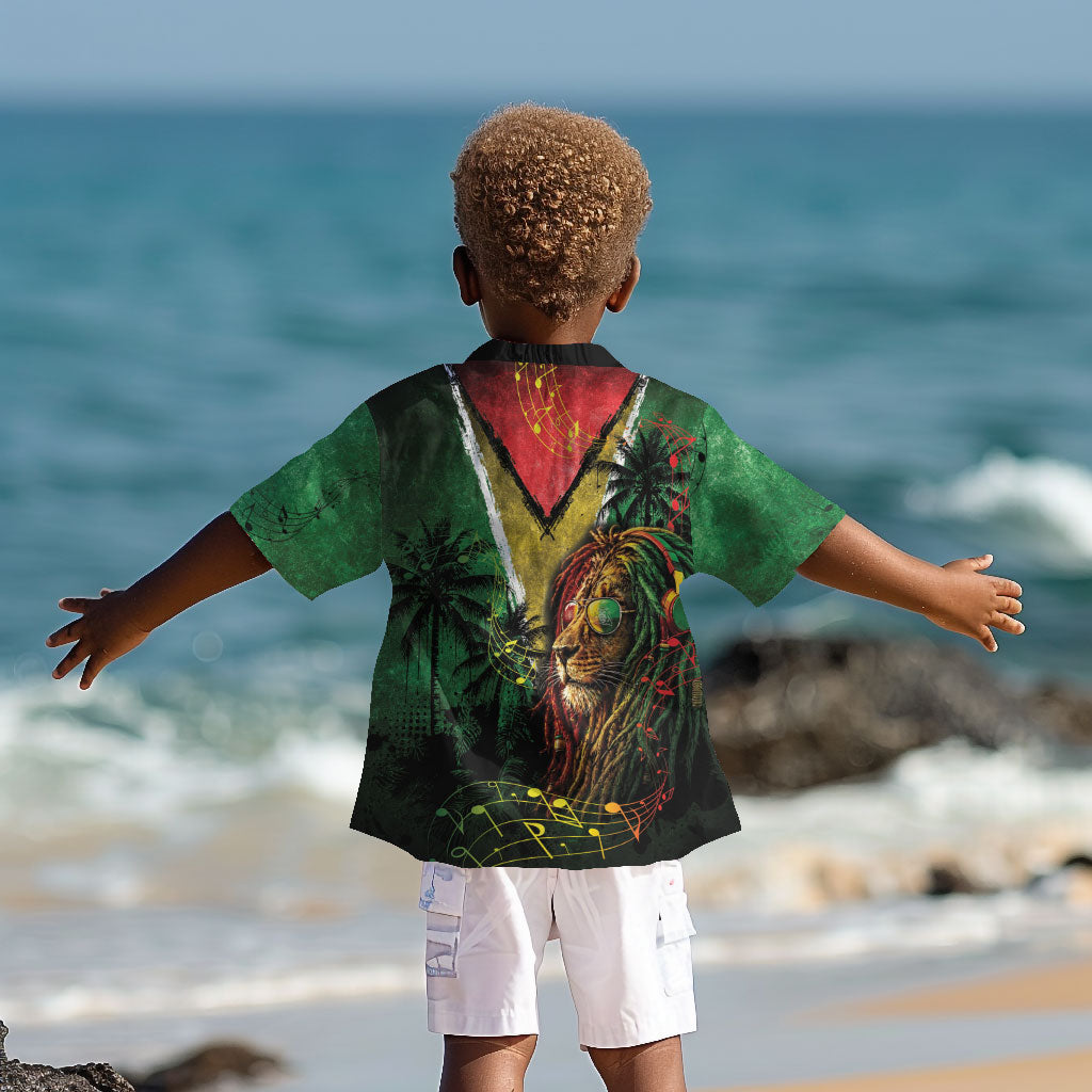 One Love Guyana Kid Hawaiian Shirt Rastafarian Lion Reggae Grunge Style