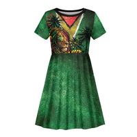 One Love Guyana Kid Short Sleeve Dress Rastafarian Lion Reggae Grunge Style