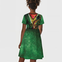One Love Guyana Kid Short Sleeve Dress Rastafarian Lion Reggae Grunge Style