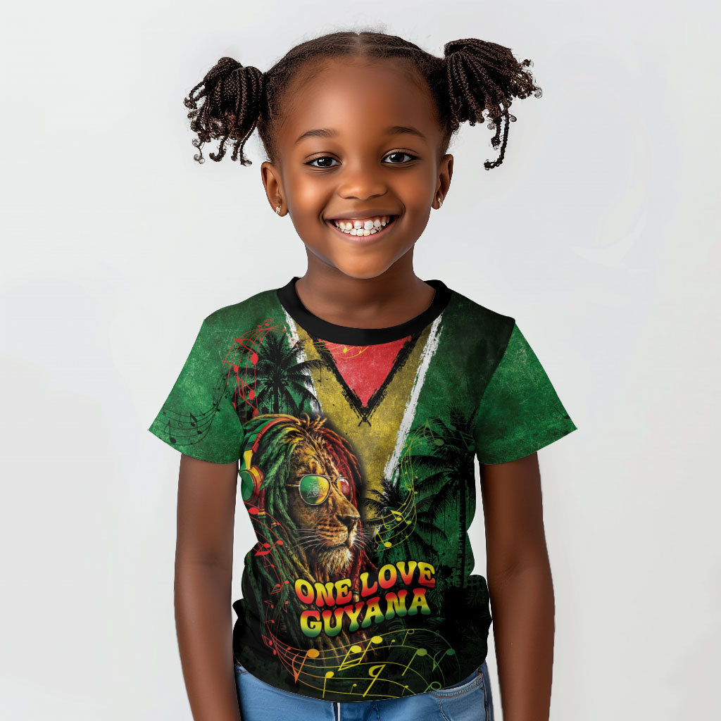 One Love Guyana Kid T shirt Rastafarian Lion Reggae Grunge Style