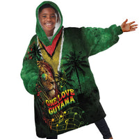 One Love Guyana Kid Wearable Blanket Hoodie Rastafarian Lion Reggae Grunge Style