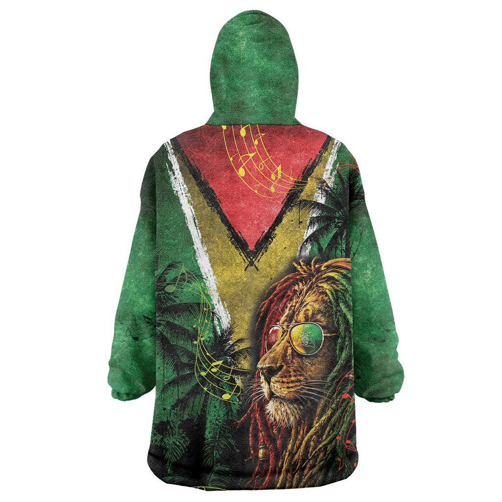 One Love Guyana Kid Wearable Blanket Hoodie Rastafarian Lion Reggae Grunge Style