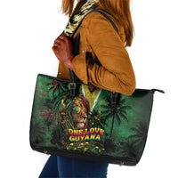 One Love Guyana Leather Tote Bag Rastafarian Lion Reggae Grunge Style