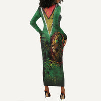 One Love Guyana Long Sleeve Bodycon Dress Rastafarian Lion Reggae Grunge Style