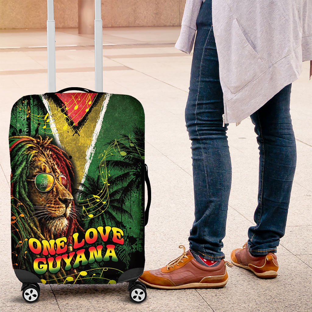 One Love Guyana Luggage Cover Rastafarian Lion Reggae Grunge Style