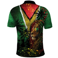 One Love Guyana Polo Shirt Rastafarian Lion Reggae Grunge Style