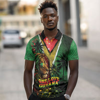 One Love Guyana Polo Shirt Rastafarian Lion Reggae Grunge Style