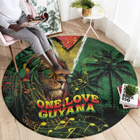 One Love Guyana Round Carpet Rastafarian Lion Reggae Grunge Style