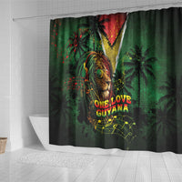 One Love Guyana Shower Curtain Rastafarian Lion Reggae Grunge Style