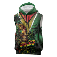 One Love Guyana Sleeveless Zip Hoodie Rastafarian Lion Reggae Grunge Style