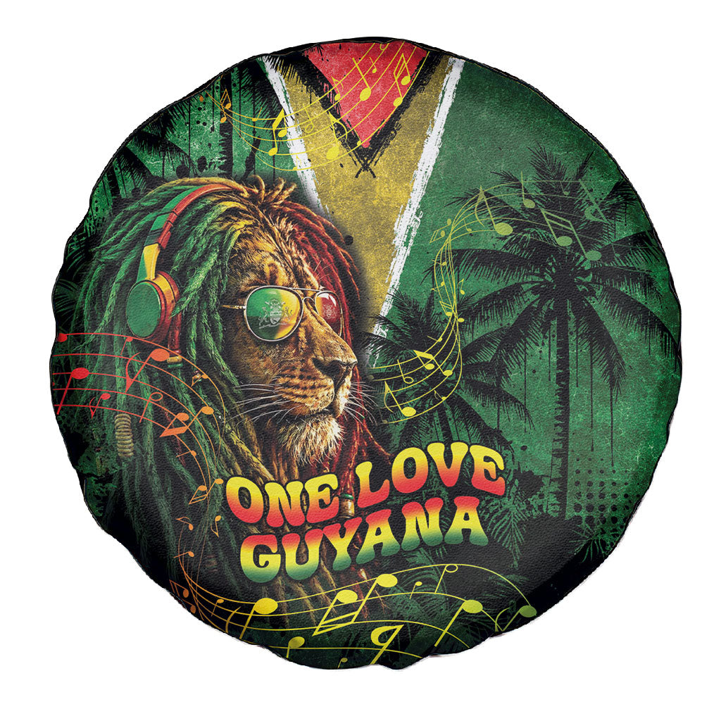 One Love Guyana Spare Tire Cover Rastafarian Lion Reggae Grunge Style