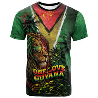 One Love Guyana T shirt Rastafarian Lion Reggae Grunge Style