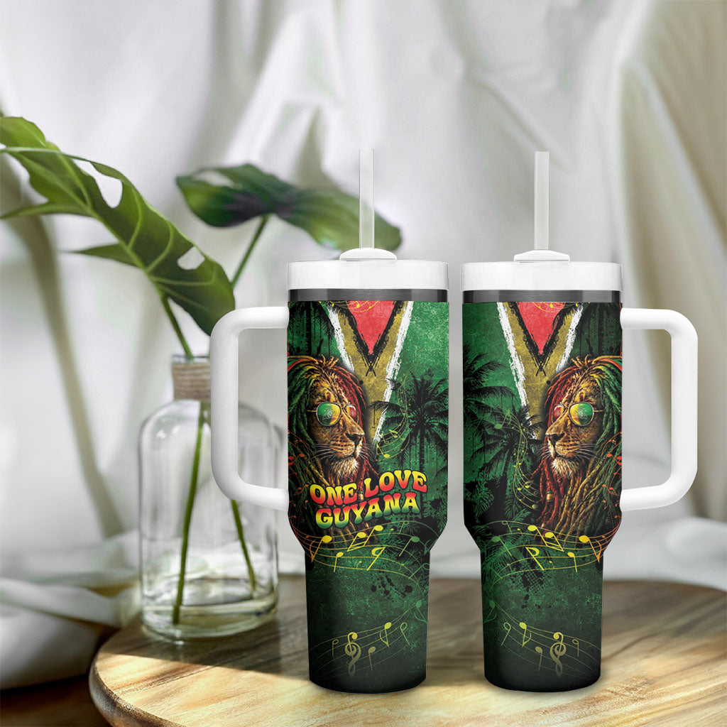 One Love Guyana Tumbler With Handle Rastafarian Lion Reggae Grunge Style