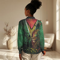 One Love Guyana Women Casual Shirt Rastafarian Lion Reggae Grunge Style
