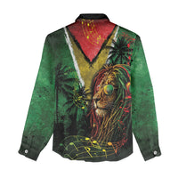 One Love Guyana Women Casual Shirt Rastafarian Lion Reggae Grunge Style