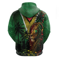 One Love Guyana Zip Hoodie Rastafarian Lion Reggae Grunge Style